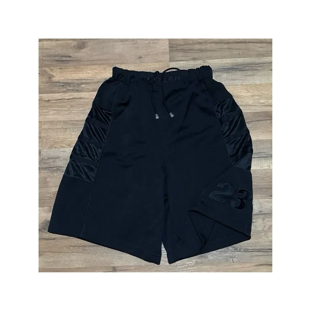 Y2K Air Jordan 23 Triple Black Cat Scratch Vintage Baggy Shiny Dazzle Shorts